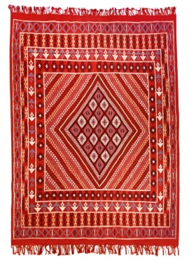 Berber tapijt Groot Tapijt Margoum Alula 200x297 Rood (Handgeweven, Wol, Tunesië) Tunesisch Margoum Tapijt uit de stad Kairouan.