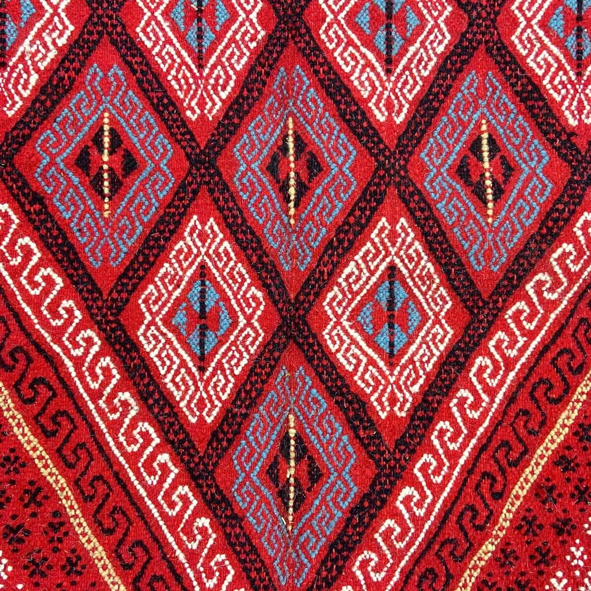 Tapis berbère Grand Tapis Margoum Alula 200x297 Rouge (Fait main, Laine, Tunisie) Tapis margoum tunisien de la ville de Kairouan