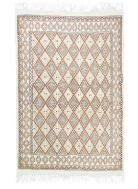 Berber carpet Rug Margoum Alcous 162x250 White/Beige (Handmade, Wool, Tunisia) Tunisian margoum rug from the city of Kairouan. R