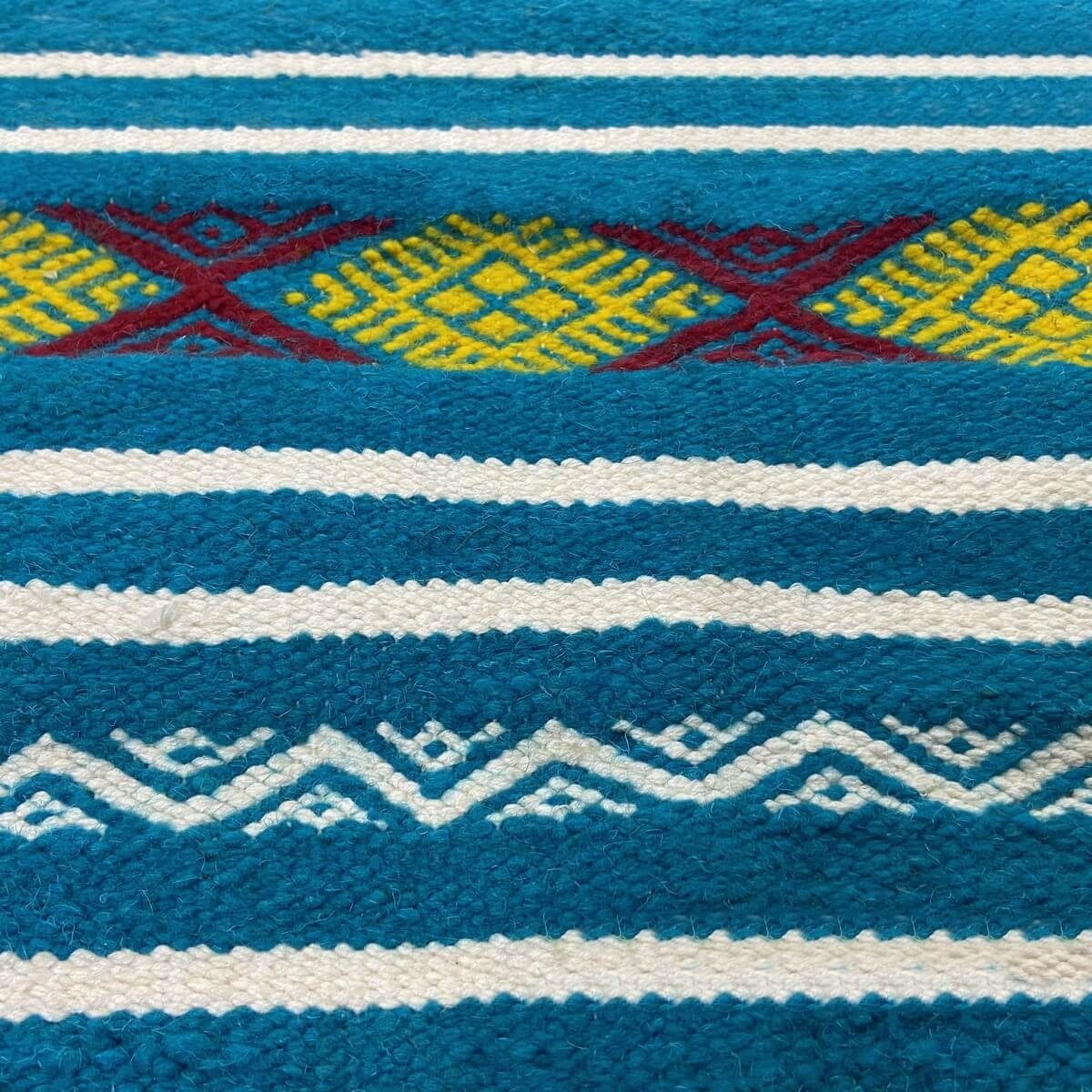 Berber tapijt Tapijt Kilim Emder 107x140 Turkoois/Jeel/Rood (Handgeweven, Wol, Tunesië) Tunesisch kilimdeken, Marokkaanse stijl.