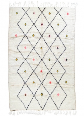 tappeto berbero Tappeto Beni Ouarain Amadagh 157x250 cm Bianco e Nero (Fatto a mano, Lana, Marocco) Tappeto margoum tunisino del