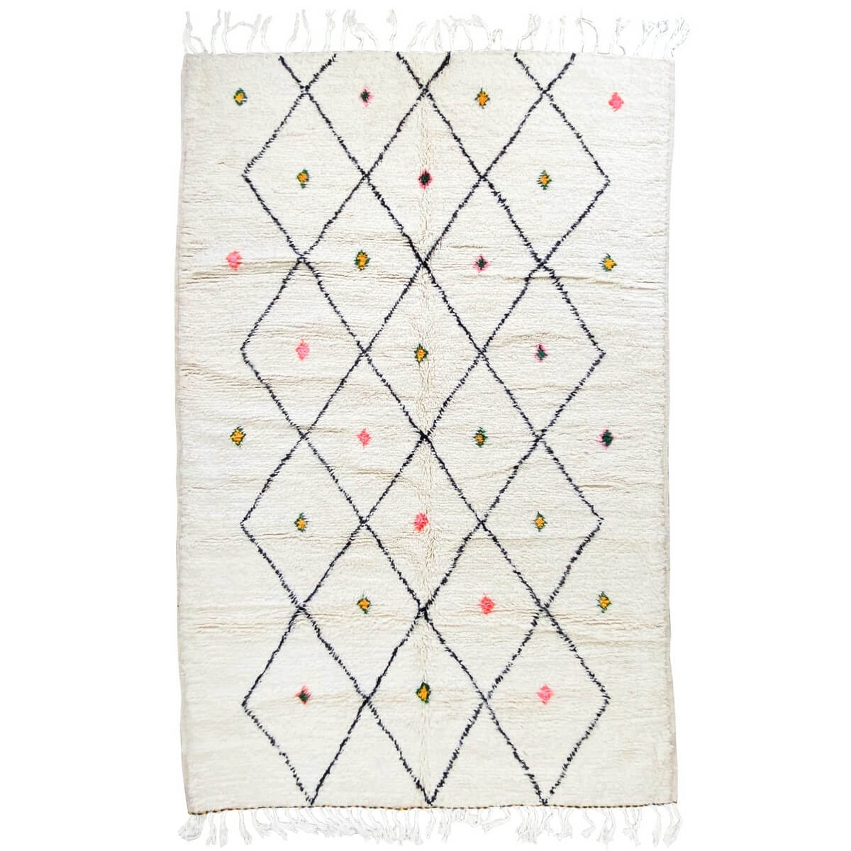 Berber carpet Rug Beni Ouarain Amadagh 157x250 cm White and Black (Handmade, Wool, Morocco) Tunisian margoum rug from the city o