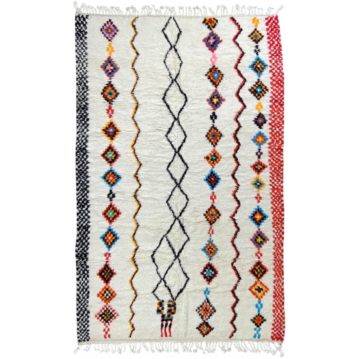 Berber Teppich Teppich Azilal Esmawi 154x250 Weiß/Mehrfarbig  (Handgefertigt, Wolle, Marokko) Tunesischer Margoum-Teppich aus de