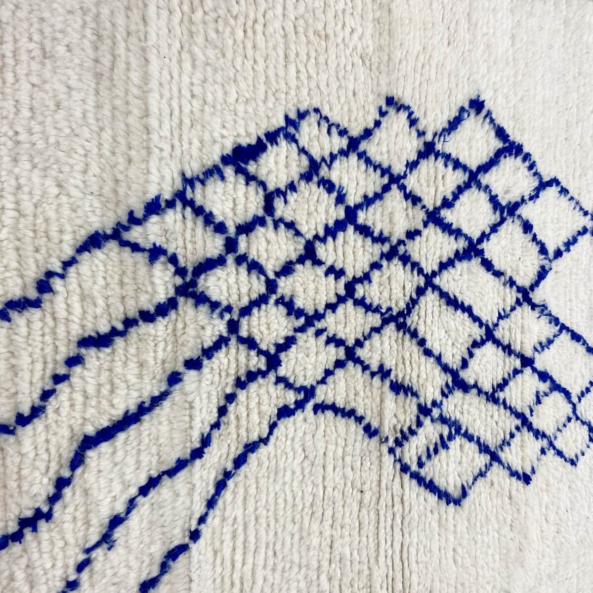 Berber carpet Rug Beni Ouarain Ikerri 80x125 cm White and Blue (Handmade, Wool, Morocco) Tunisian margoum rug from the city of K