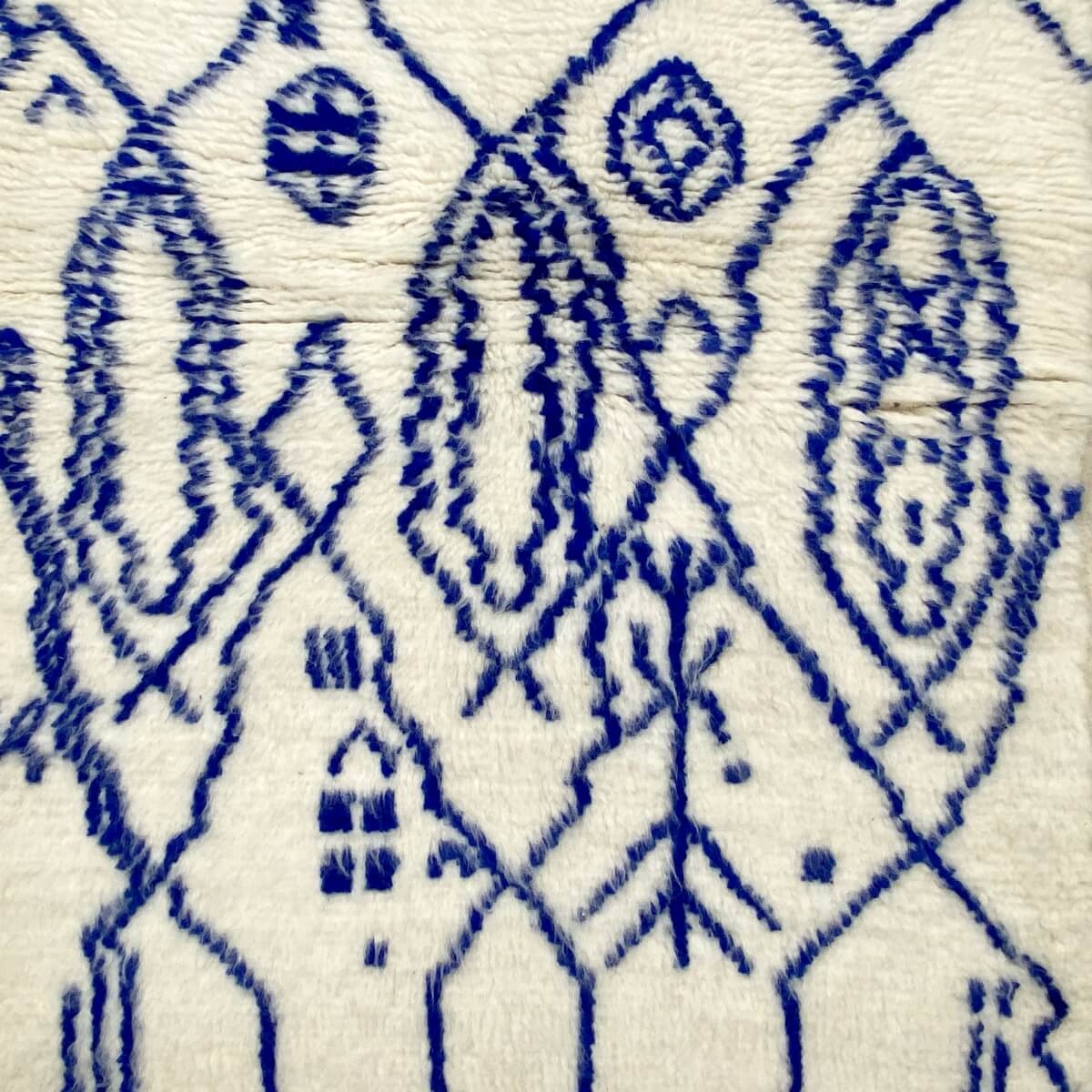 Tapis berbère Tapis Azilal Oukwes 80x135 cm Berbere Blanc et Bleu (Fait main, Laine, Maroc) Tapis Beni Ouarain 150x260 berbère m