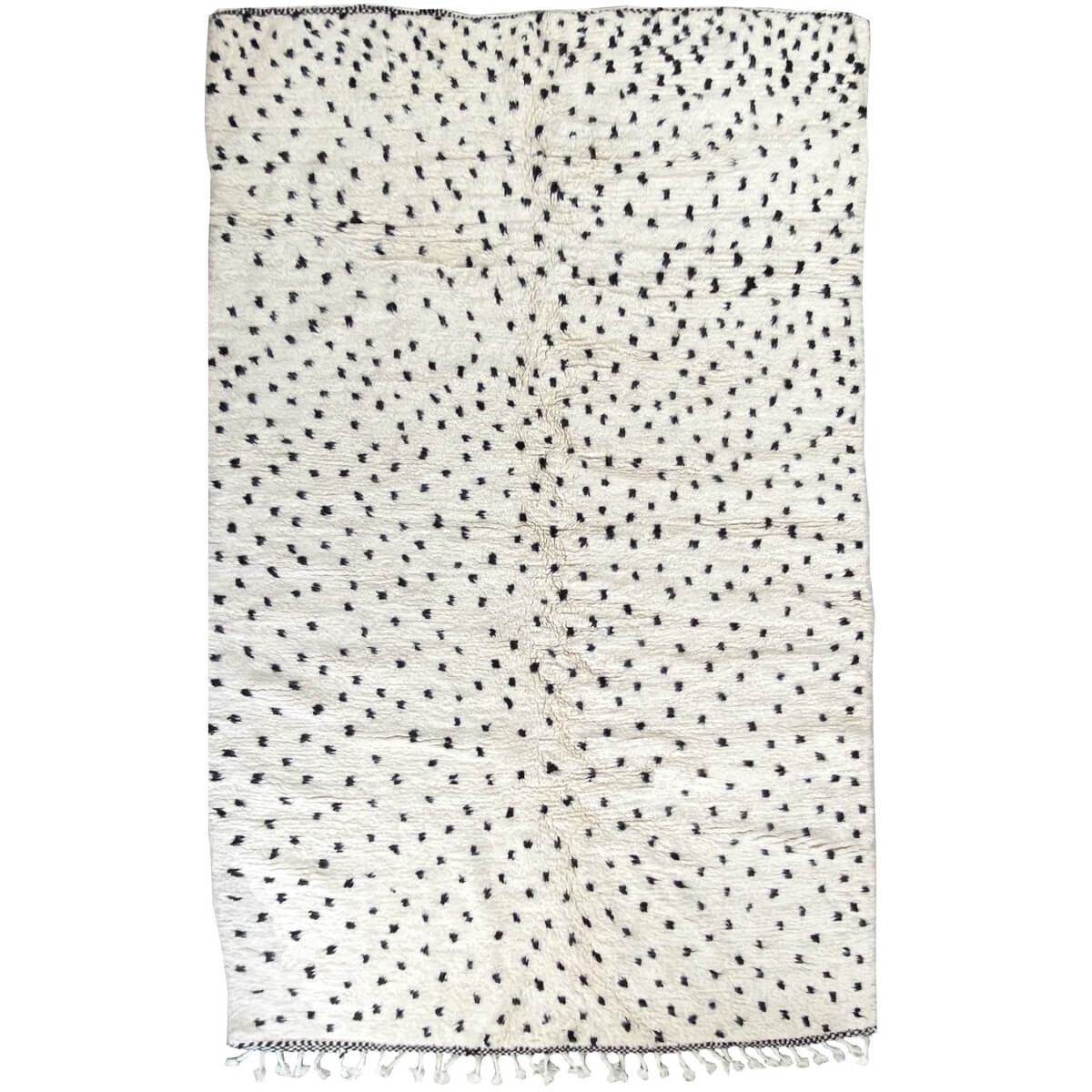 Berber carpet Rug Beni Ouarain Ghouri 160x255 cm White and Black (Handmade, Wool, Morocco) Tunisian margoum rug from the city of