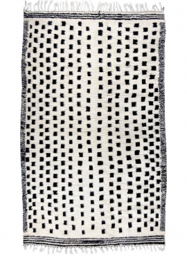 tappeto berbero Tappeto Beni Ouarain Eyla 145x240 cm Bianco e Nero (Fatto a mano, Lana, Marocco) Tappeto margoum tunisino della 