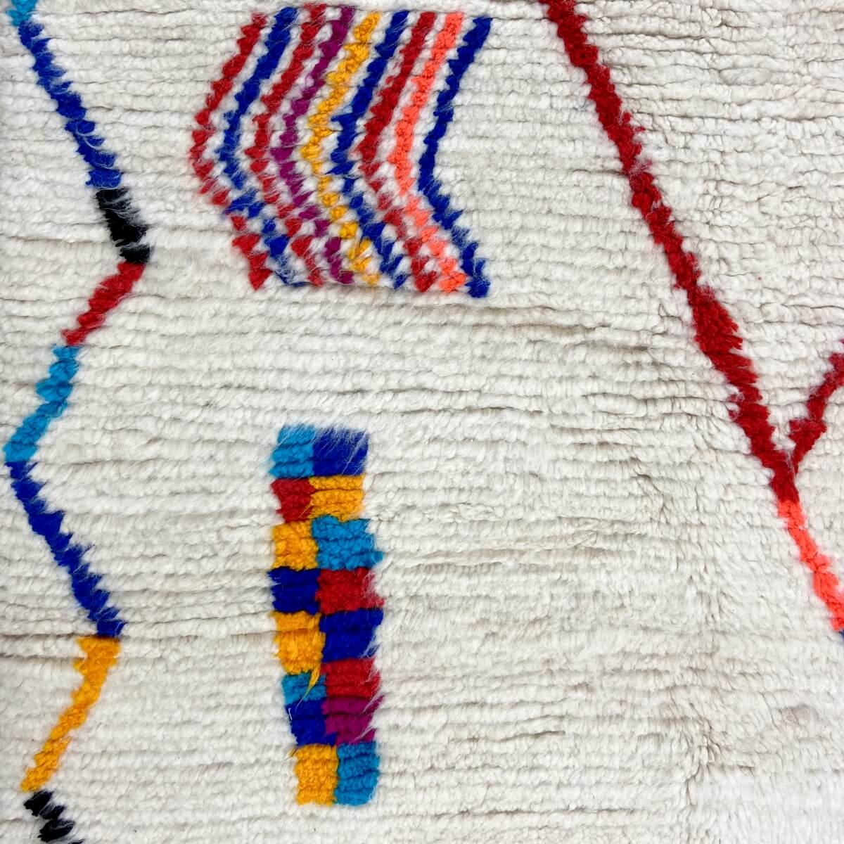 Berber tapijt Vloerkleed Azilal Amiksa 150x260 cm Wit/Veelkleurig (Handgeweven, Wol, Marokko) Tunesisch Margoum Tapijt uit de st