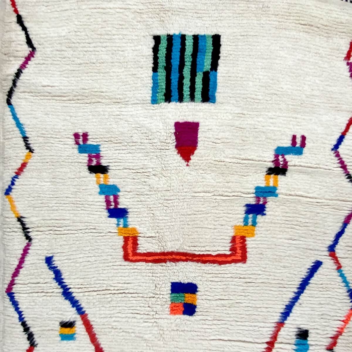 Berber tapijt Vloerkleed Azilal Amiksa 150x260 cm Wit/Veelkleurig (Handgeweven, Wol, Marokko) Tunesisch Margoum Tapijt uit de st
