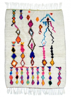 tappeto berbero Tappeto Azilal Athas 120x150 cm Bianco/Multicolore (Fatto a mano, Lana, Marocco) Tappeto margoum tunisino della 