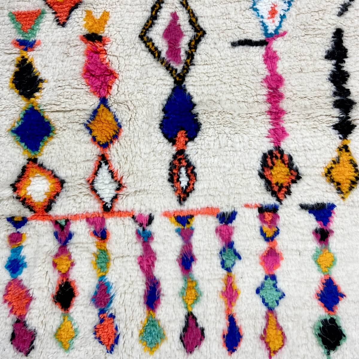 Berber tapijt Tapijt Azilal Athas 120x150 cm Wit/Veelkleurig (Handgeweven, Wol, Marokko) Tunesisch Margoum Tapijt uit de stad Ka