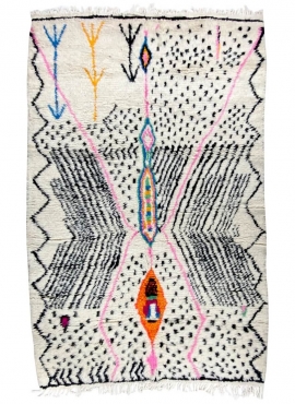 tappeto berbero Tappeto Azilal Licoube 154x245 cm Bianco/Multicolore (Fatto a mano, Lana, Marocco) Tappeto margoum tunisino dell