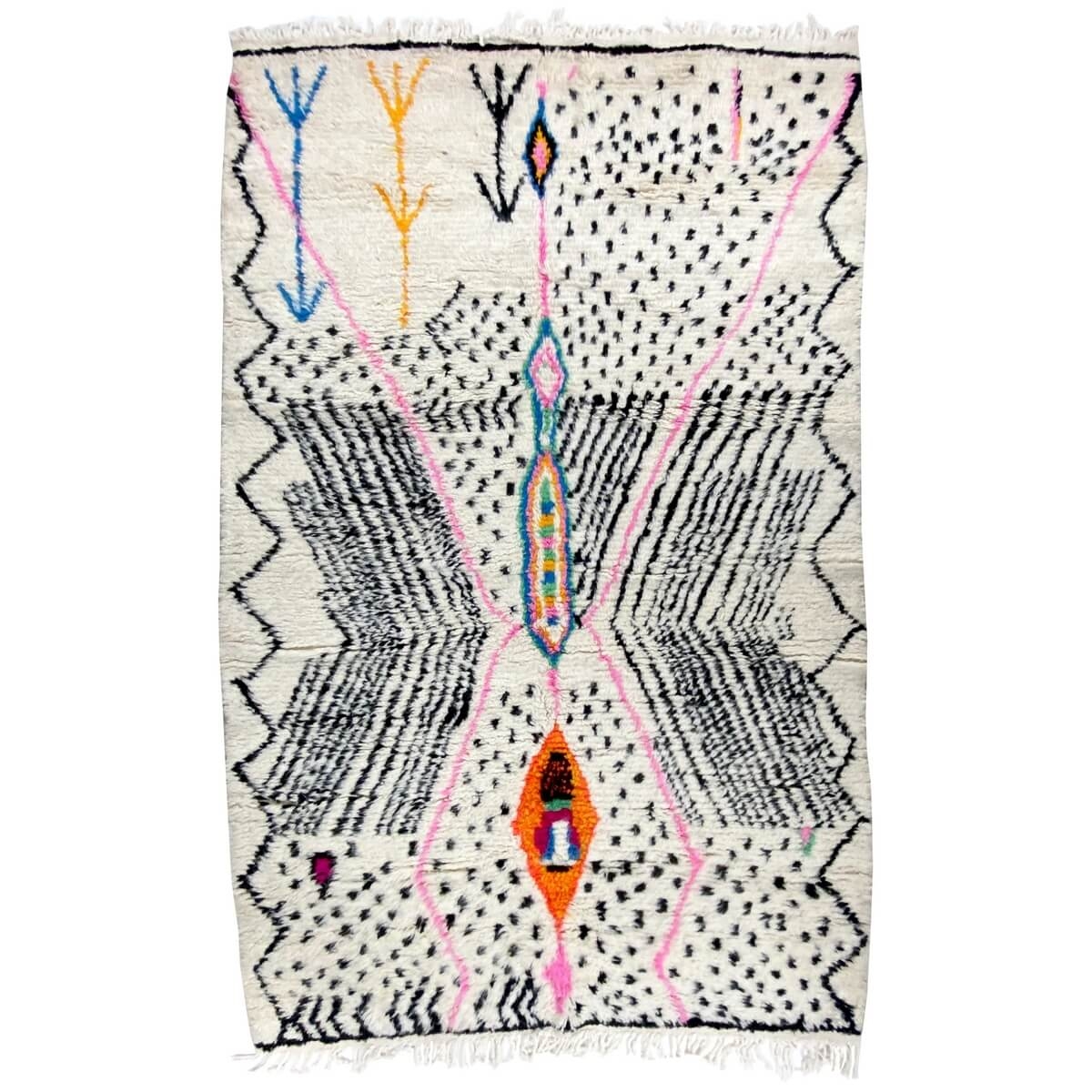 Tapete berbere Tapete Margoum Licoube 154x245 cm Branco/Multicolorido (Artesanal, Lã, Marrocos) Tapete Margoum tunisino da cidad