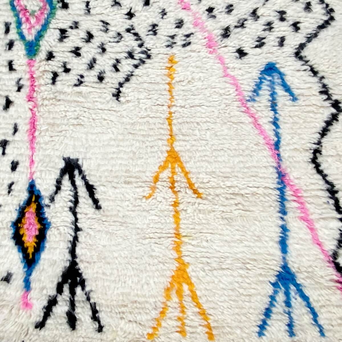Alfombra bereber Alfombra Azilal Licoube 154x245 cm Blanco/Multicolor  (Hecho a mano, Lana, Marruecos) Alfombra margoum tunecina