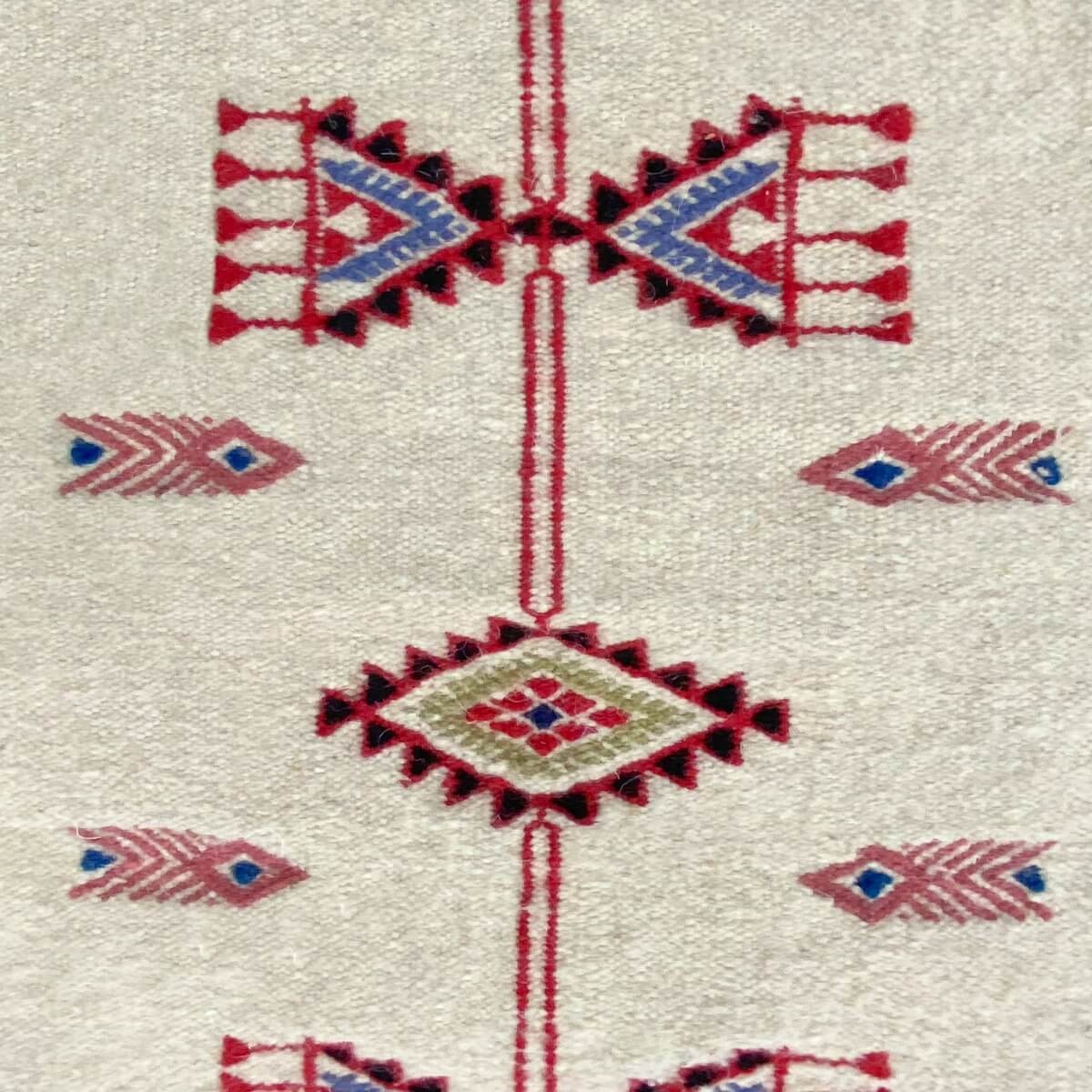 Alfombra bereber Alfombra Kilim Chadi 110x210 Blanco/Negro/Rojo (Hecho a mano, Lana) Alfombra kilim tunecina, estilo marroquí. A