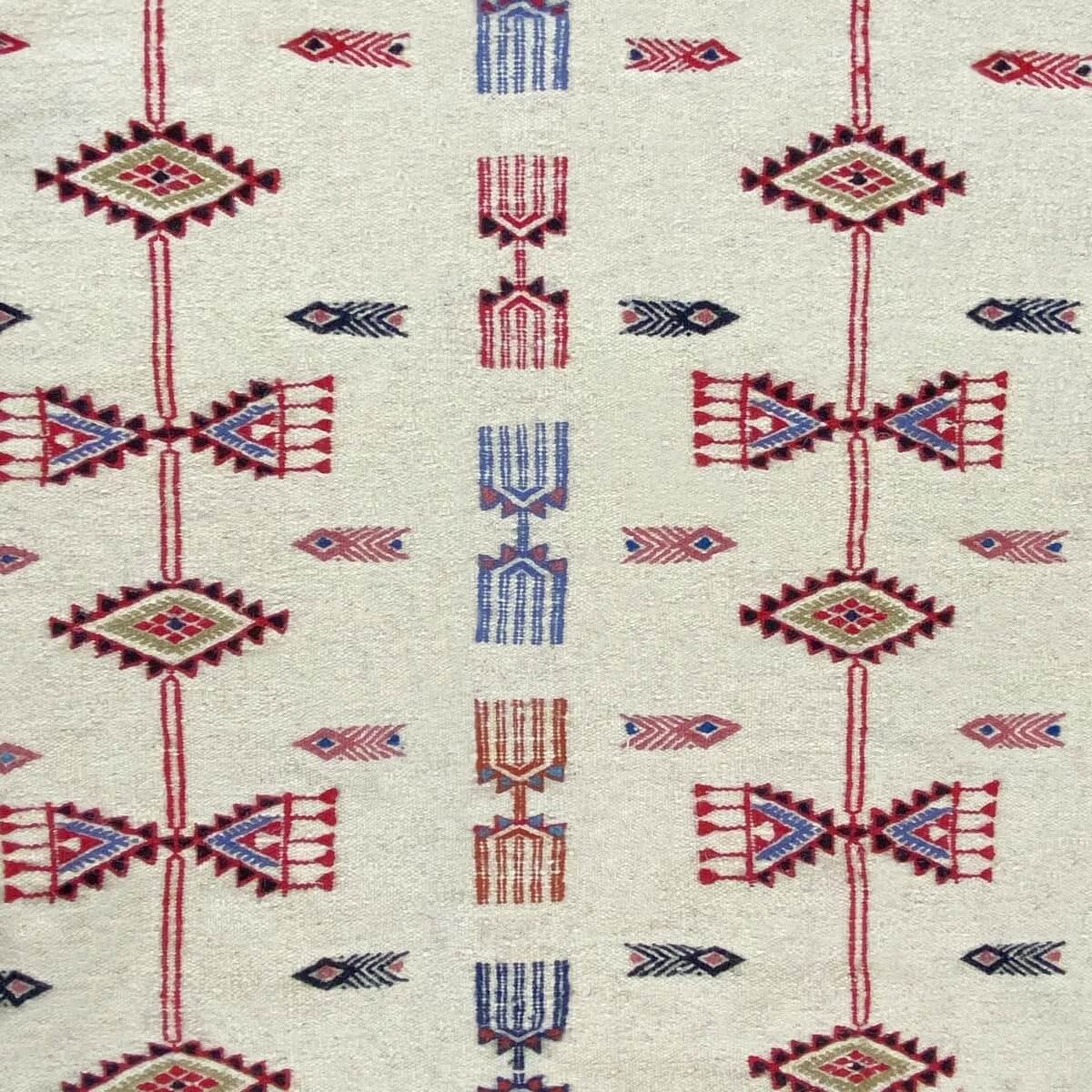 Tapete berbere Tapete Kilim Chadi 110x210 Branco/Preto/Vermelho (Tecidos à mão, Lã) Tapete tunisiano kilim, estilo marroquino. T