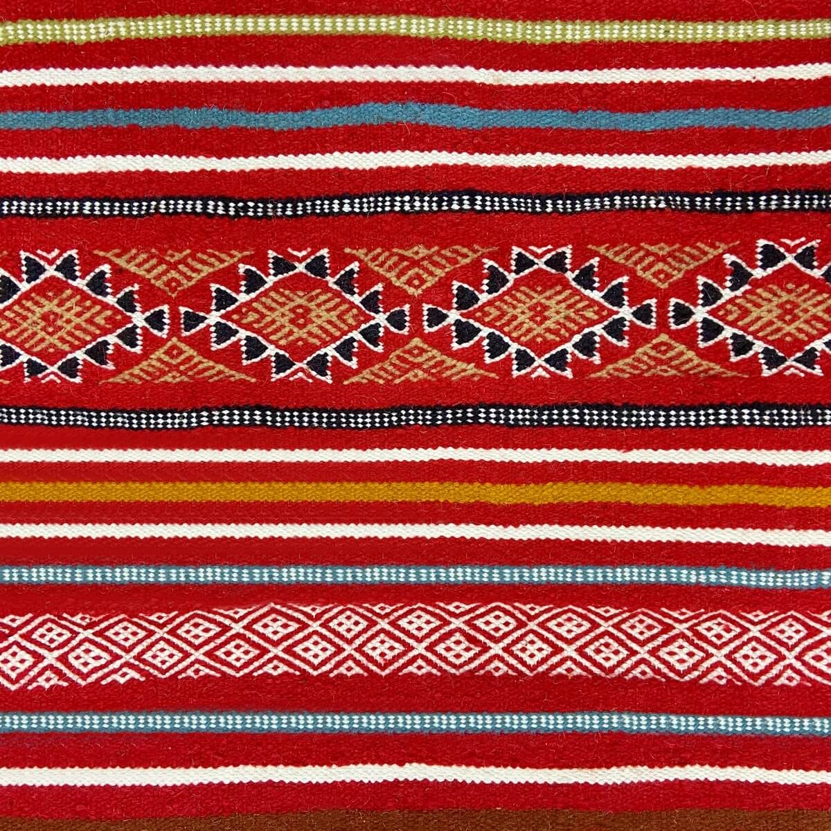 Berber carpet Rug Kilim Takhou 150x235 cm Red/Multicolour (Handmade, Wool) Tunisian Rug Kilim style Moroccan rug. Rectangular ca