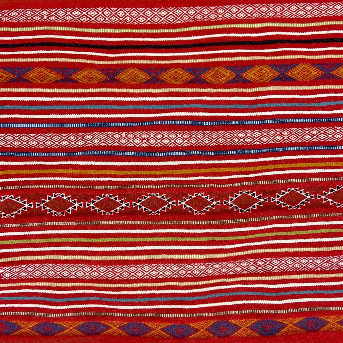 Berber carpet Rug Kilim Takhou 150x235 cm Red/Multicolour (Handmade, Wool) Tunisian Rug Kilim style Moroccan rug. Rectangular ca