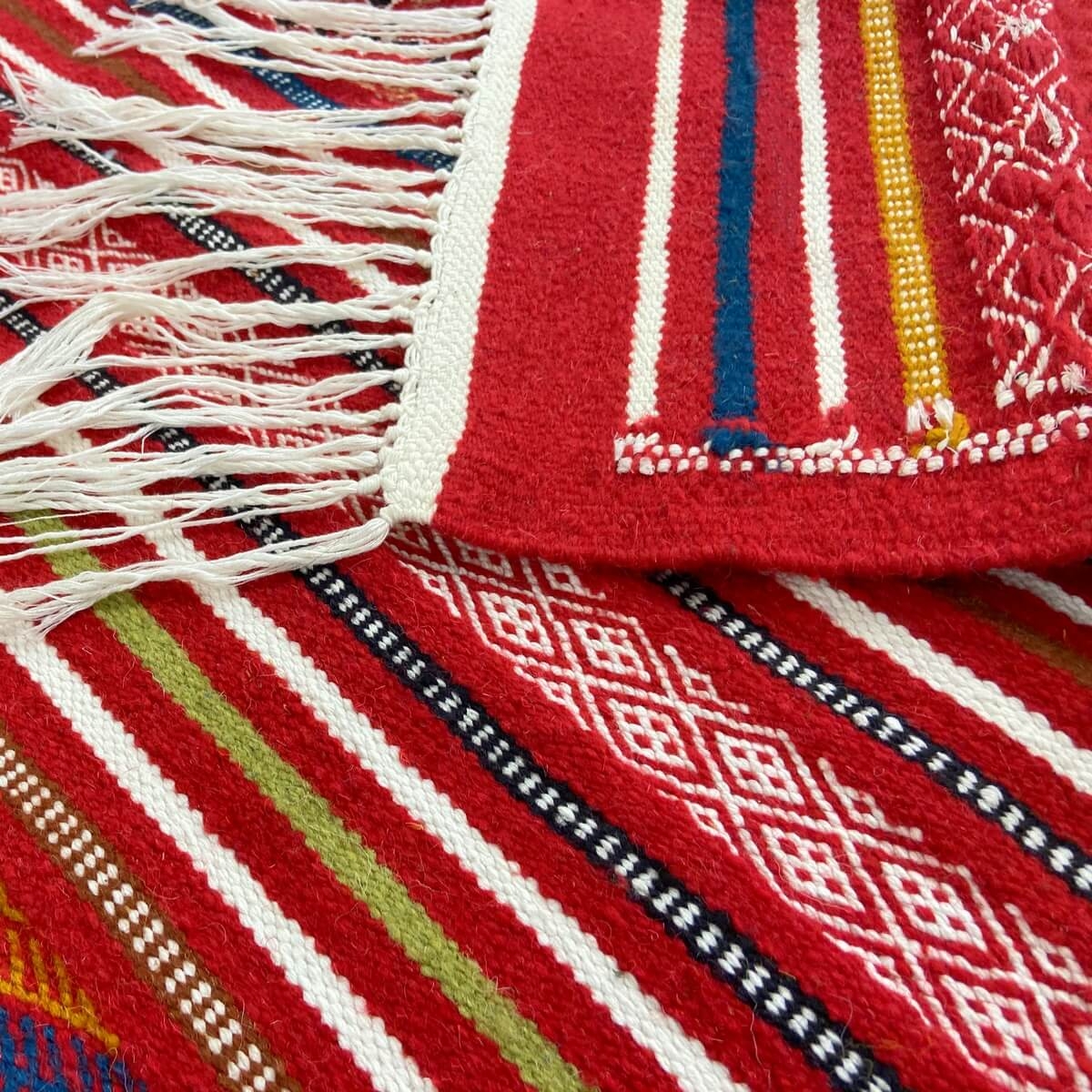 Berber carpet Rug Kilim Takhou 150x235 cm Red/Multicolour (Handmade, Wool) Tunisian Rug Kilim style Moroccan rug. Rectangular ca