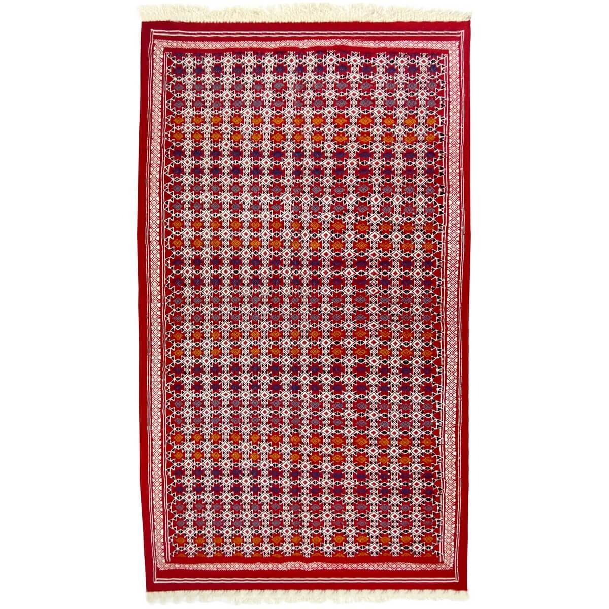 Berber carpet Rug Kilim Temellet 145x260 cm Red/Multicolour (Handmade, Wool) Tunisian Rug Kilim style Moroccan rug. Rectangular 