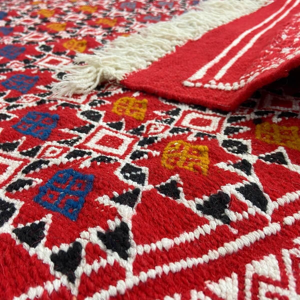 Berber carpet Rug Kilim Temellet 145x260 cm Red/Multicolour (Handmade, Wool) Tunisian Rug Kilim style Moroccan rug. Rectangular 