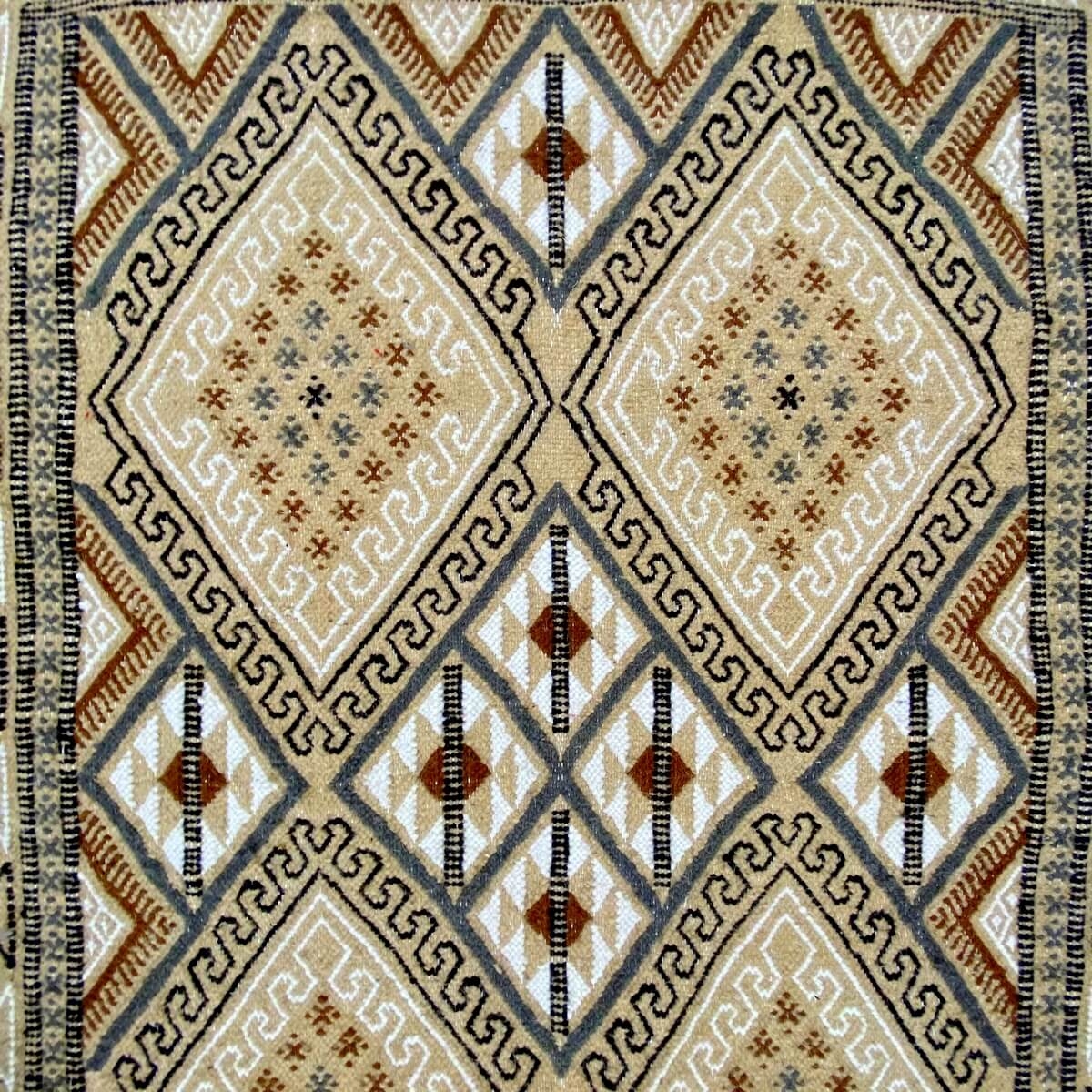 Berber carpet Rug Margoum Thoumlilt 120x200 Beige/Brown (Handmade, Wool) Tunisian margoum rug from the city of Kairouan. Rectang