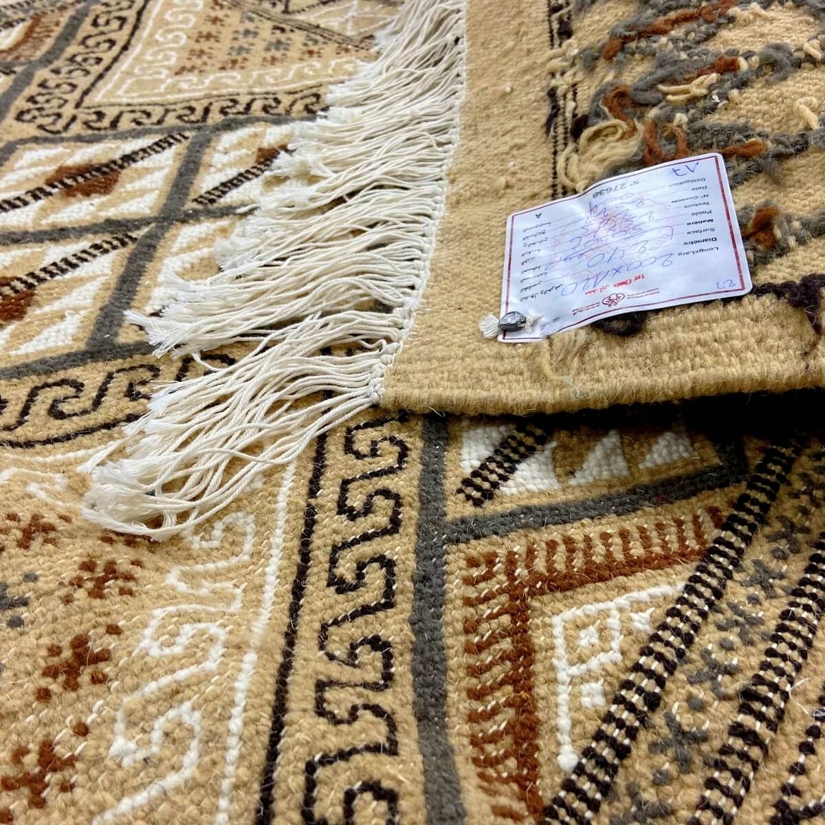 tappeto berbero Tappeto Margoum Thoumlilt 120x200 Beige/Marrone (Fatto a mano, Lana) Tappeto margoum tunisino della città di Kai