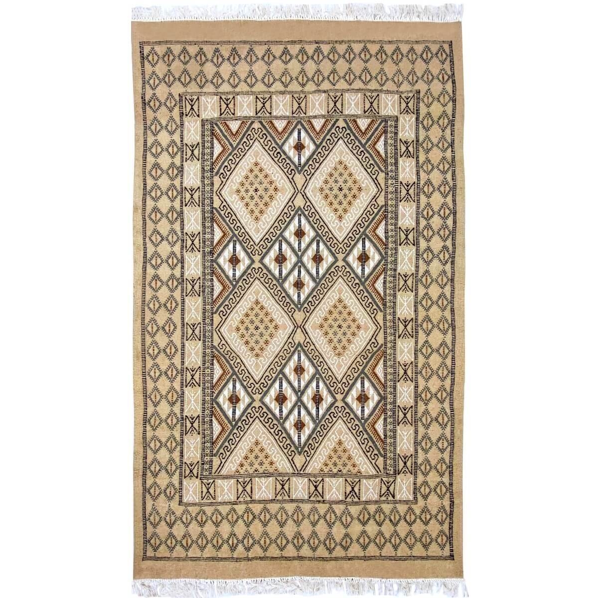 Tapete berbere Tapete Margoum Thoumlilt 120x200 Bege/Marrom (Artesanal, Lã) Tapete Margoum tunisino da cidade de Kairouan. Tapet
