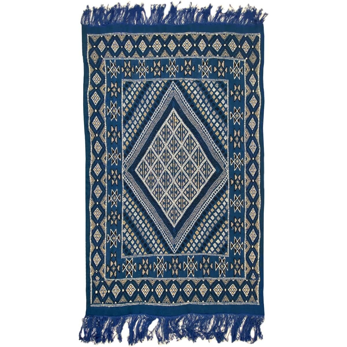 Tapete berbere Tapete Margoum Zik 110x180 Azul (Artesanal, Lã, Tunísia) Tapete Margoum tunisino da cidade de Kairouan. Tapete re