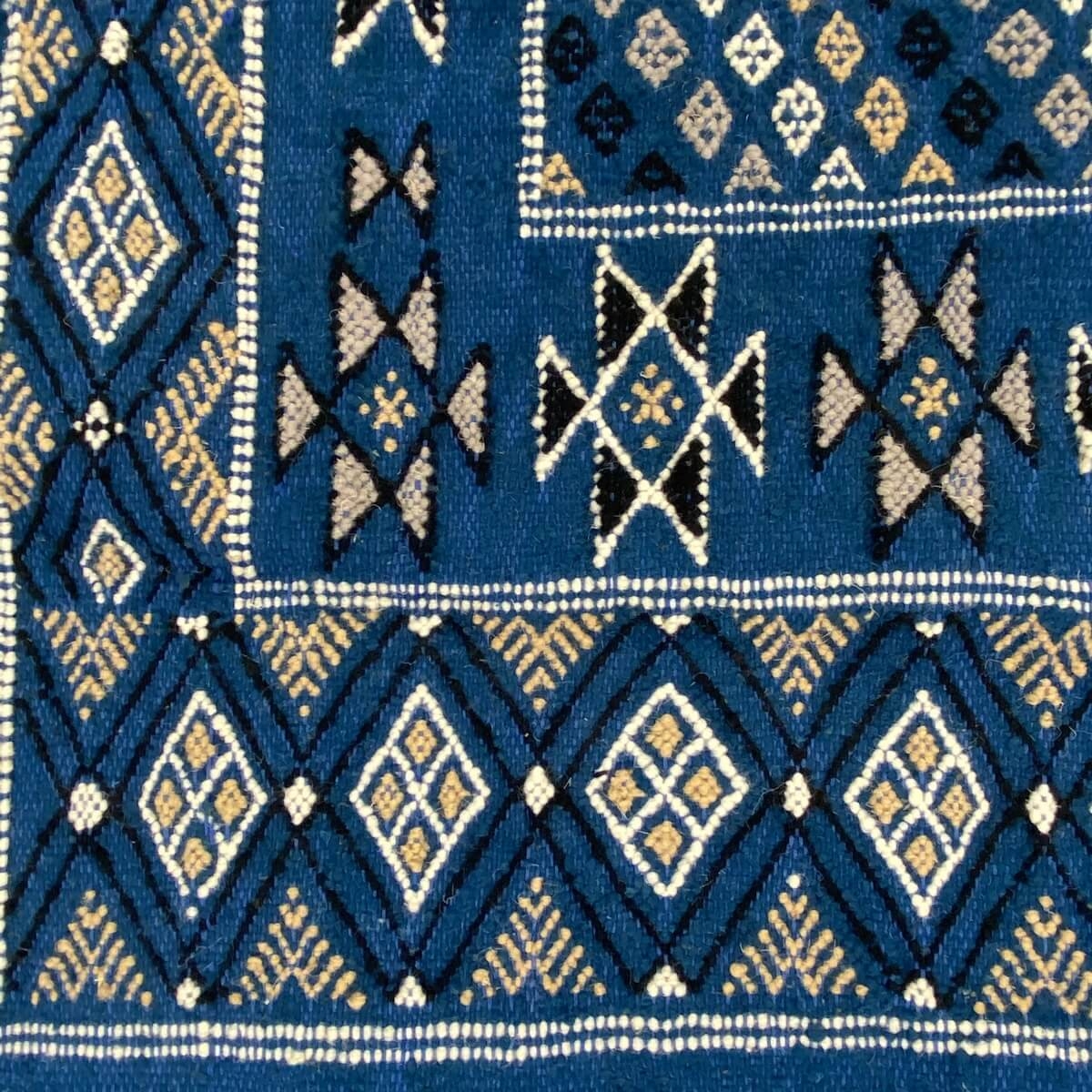 Berber Teppich Teppich Margoum Zik 110x180 Blau (Handgefertigt, Wolle, Tunesien) Tunesischer Margoum-Teppich aus der Stadt Kairo