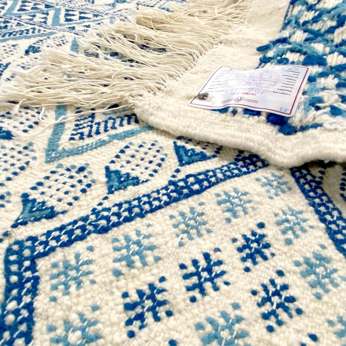 Berber Teppich Teppich Margoum Ghassa 125x195 Blau/Weiß (Handgefertigt, Wolle, Tunesien) Tunesischer Margoum-Teppich aus der Sta