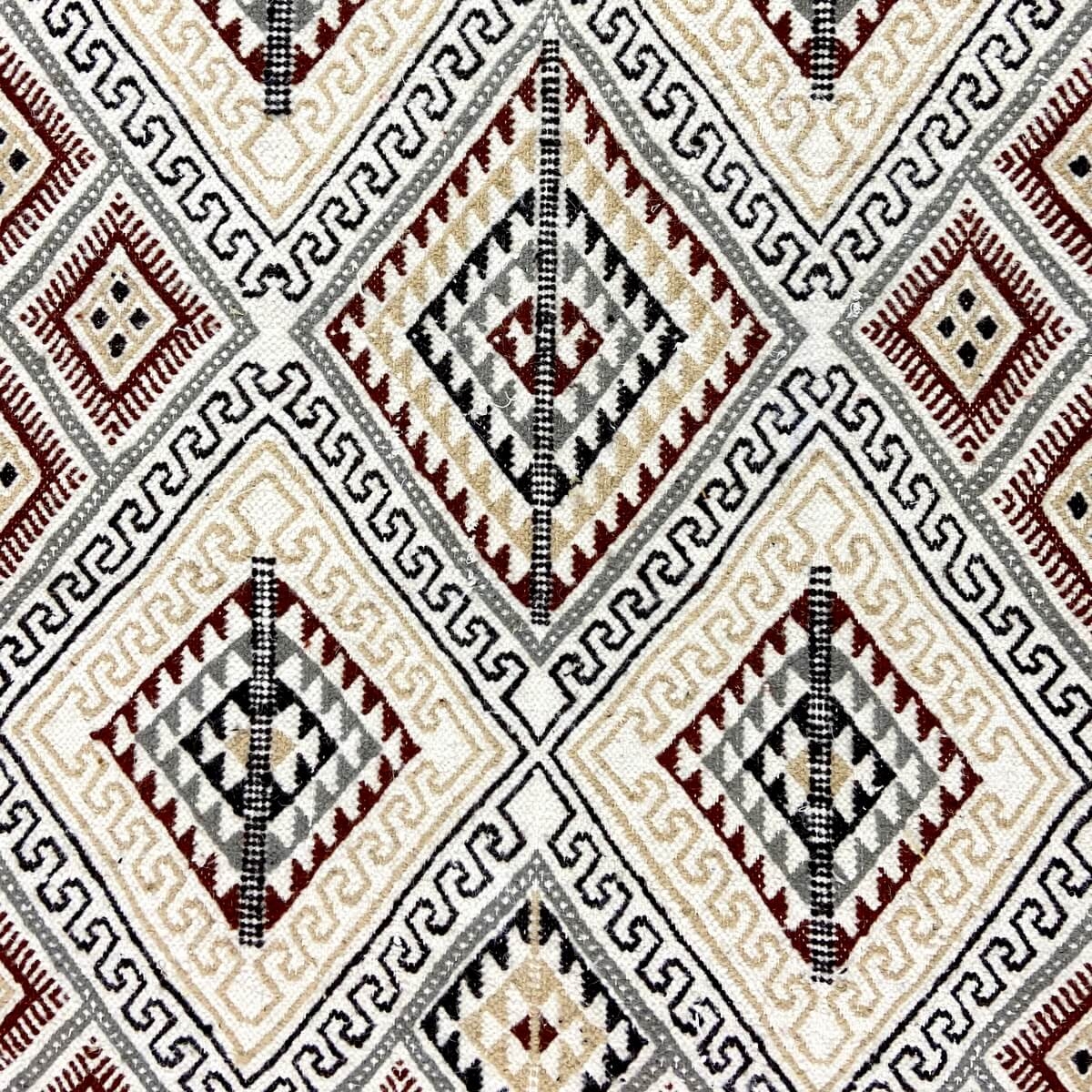 Alfombra bereber Alfombra Margoum Tezbekt 128x190 Blanco/Beige (Hecho a mano, Lana, Túnez) Alfombra margoum tunecina de la ciuda