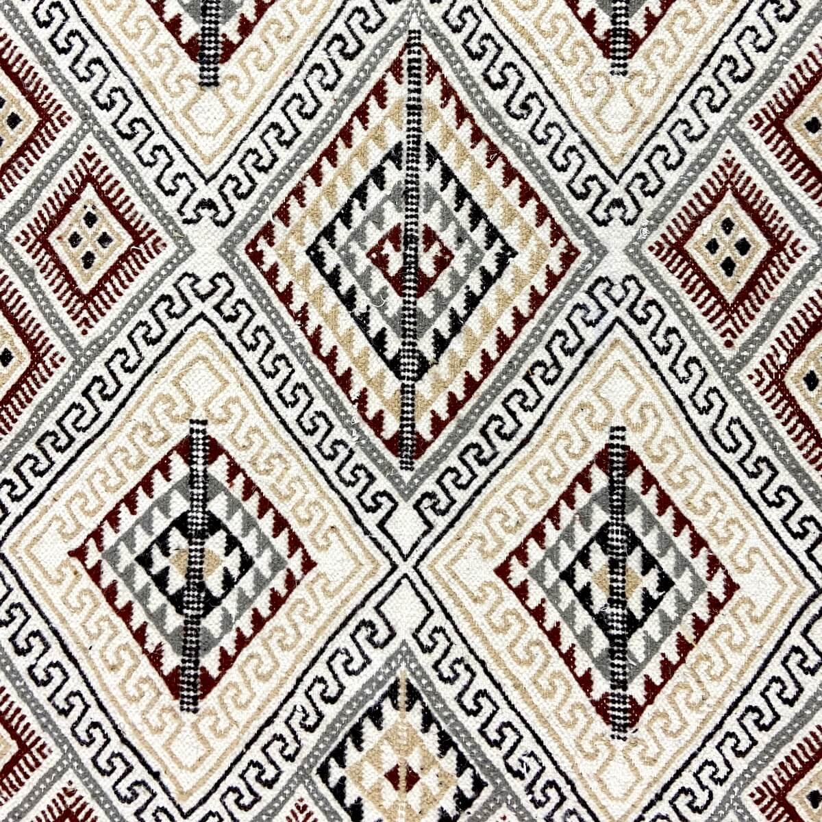 tappeto berbero Tappeto Margoum Tezbekt 128x190 Bianco/Beige (Fatto a mano, Lana, Tunisia) Tappeto margoum tunisino della città 