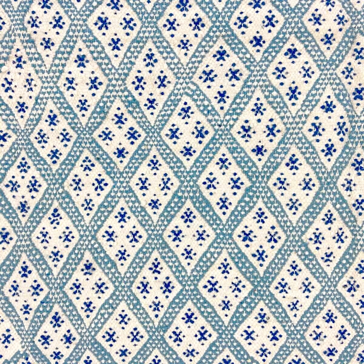 tappeto berbero Tappeto Margoum Ibarkou 155x250 Blu/Bianco (Fatto a mano, Lana, Tunisia) Tappeto margoum tunisino della città di