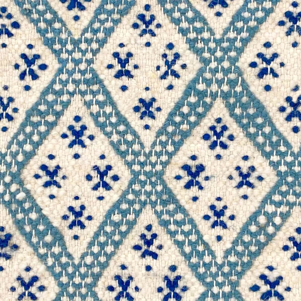 Alfombra bereber Alfombra Margoum Ibarkou 155x250 Azul/Blanco (Hecho a mano, Lana, Túnez) Alfombra margoum tunecina de la ciudad