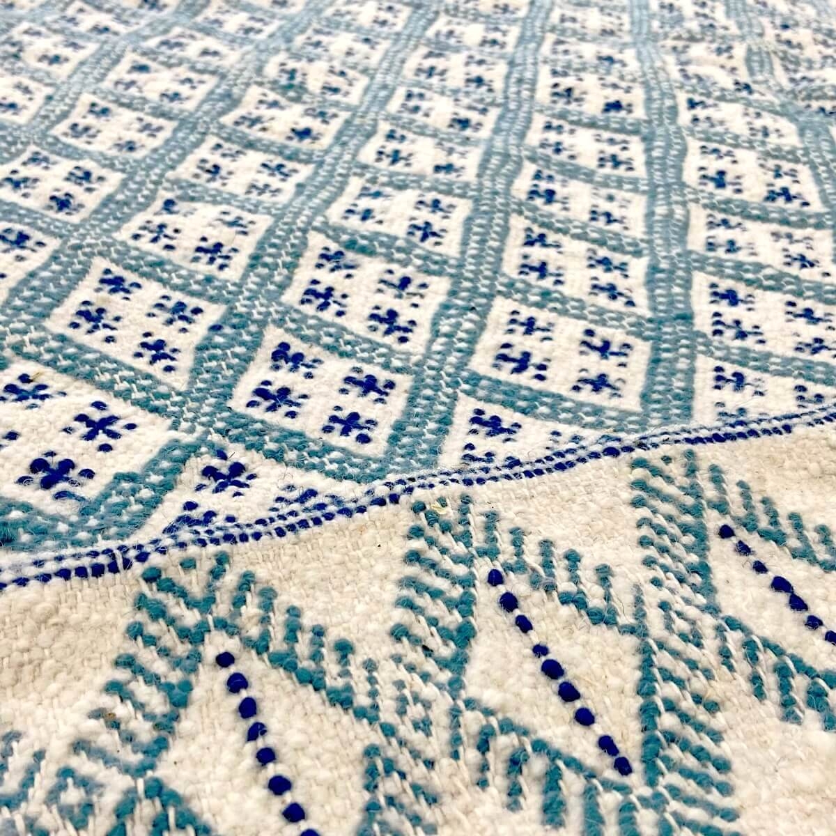 Berber Teppich Teppich Margoum Ibarkou 155x250 Blau/Weiß (Handgefertigt, Wolle, Tunesien) Tunesischer Margoum-Teppich aus der St