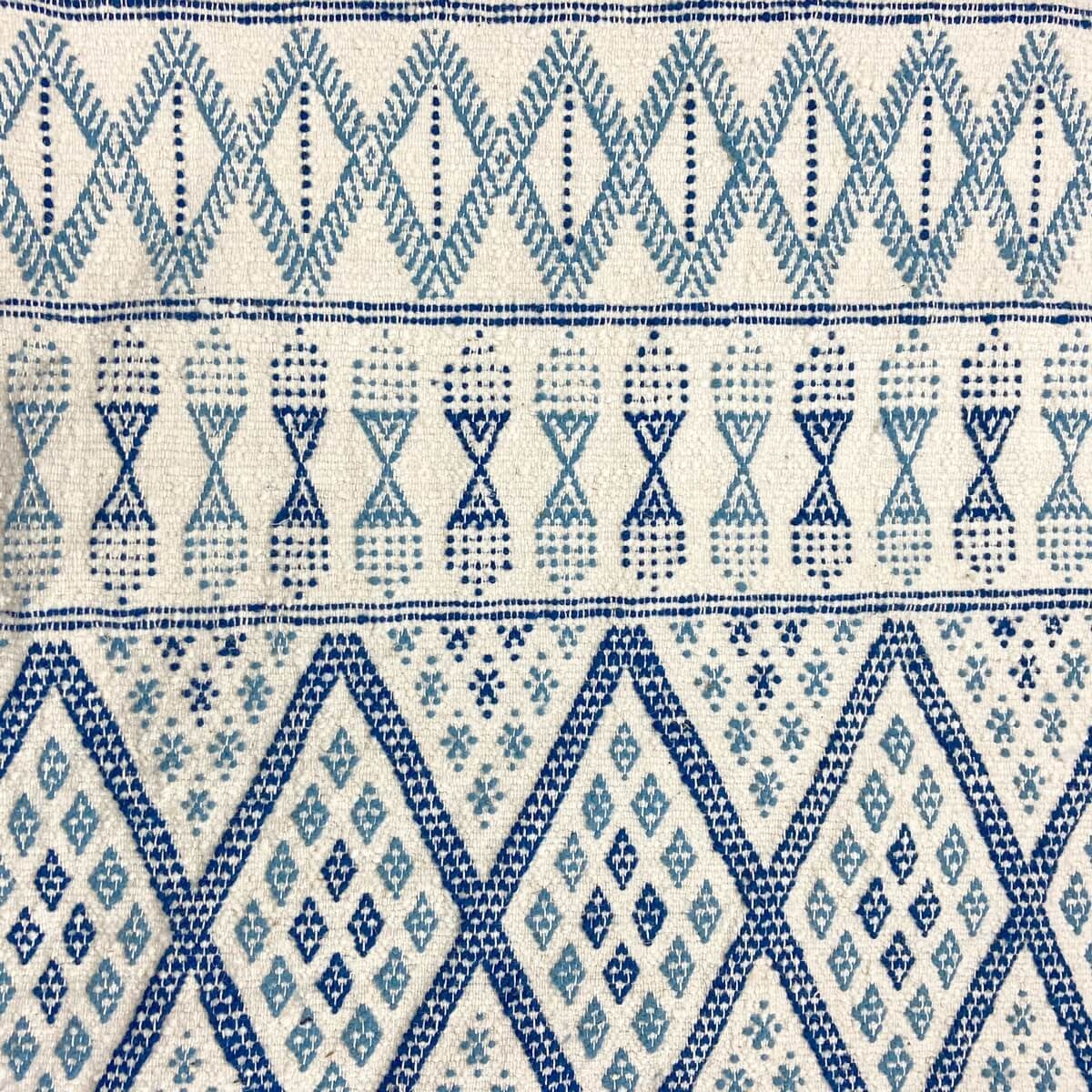 Tapete berbere Tapete Margoum Eddouh 210x290 Azul/Branco (Artesanal, Lã, Tunísia) Tapete Margoum tunisino da cidade de Kairouan.