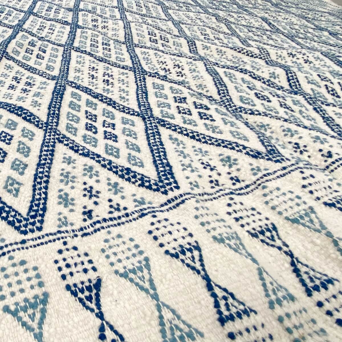 Tapete berbere Tapete Margoum Eddouh 210x290 Azul/Branco (Artesanal, Lã, Tunísia) Tapete Margoum tunisino da cidade de Kairouan.