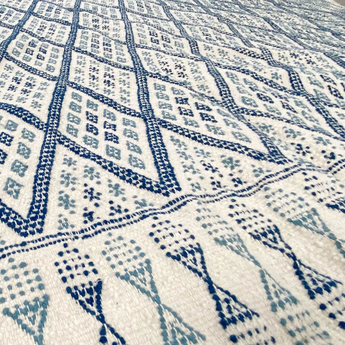 Berber tapijt Tapijt Margoum Eddouh 210x290 Blauw/Wit (Handgeweven, Wol, Tunesië) Tunesisch Margoum Tapijt uit de stad Kairouan.