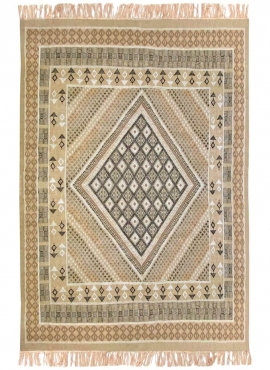 Berber carpet Large Rug Margoum Ledna Barki 200x296 Beige (Handmade, Wool) Tunisian margoum rug from the city of Kairouan. Recta