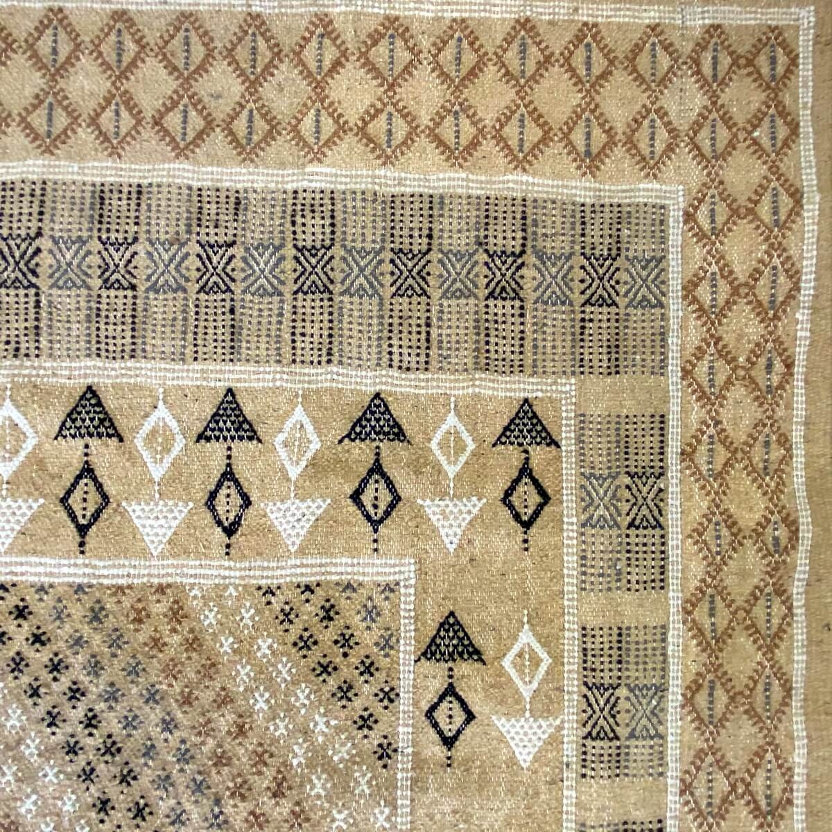 tappeto berbero Grande Tappeto Margoum Barki 200x296 Beige (Fatto a mano, Lana) Tappeto margoum tunisino della città di Kairouan