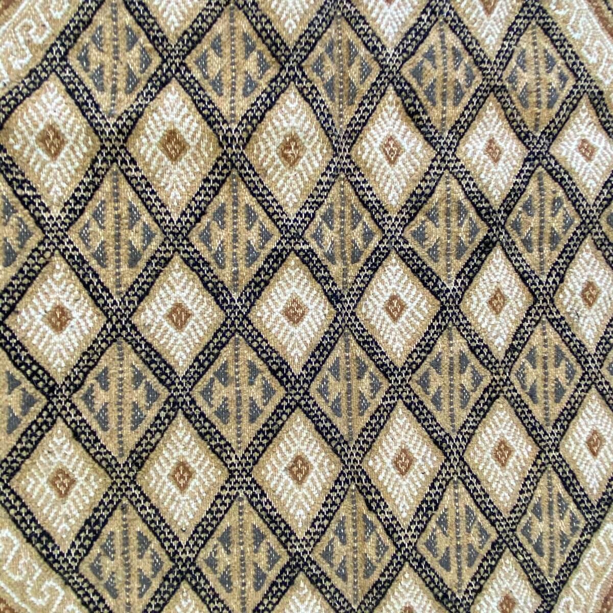 tappeto berbero Grande Tappeto Margoum Barki 200x296 Beige (Fatto a mano, Lana) Tappeto margoum tunisino della città di Kairouan