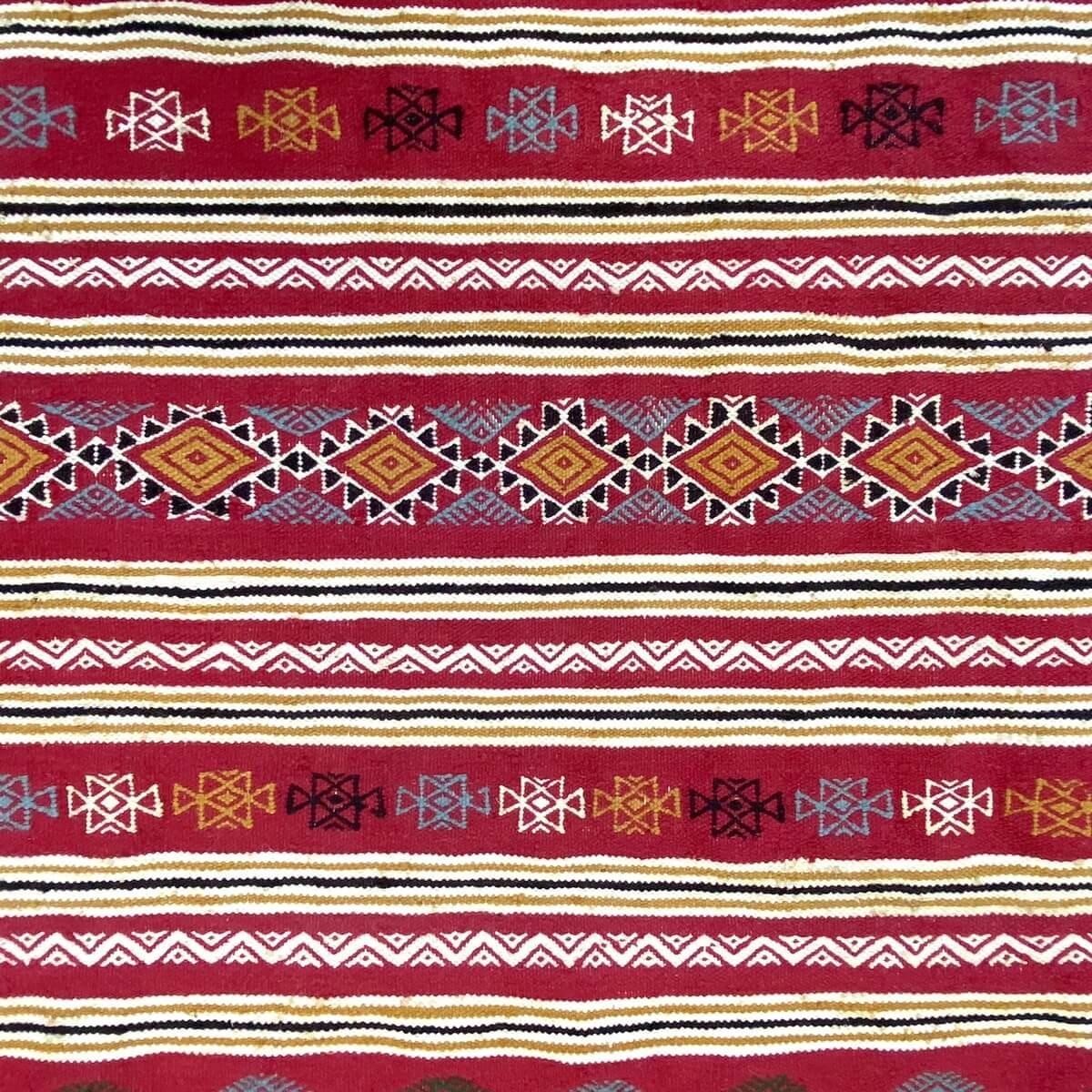 Alfombra bereber Alfombra Kilim Ifta 116x205 Rojo/Naranja (Hecho a mano, Lana, Túnez) Alfombra kilim tunecina, estilo marroquí. 