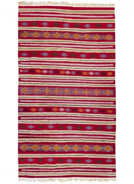 tappeto berbero Tappeto Kilim Ifta 116x205 Rosso/Arancione (Fatto a mano, Lana, Tunisia) Tappeto kilim tunisino, in stile marocc