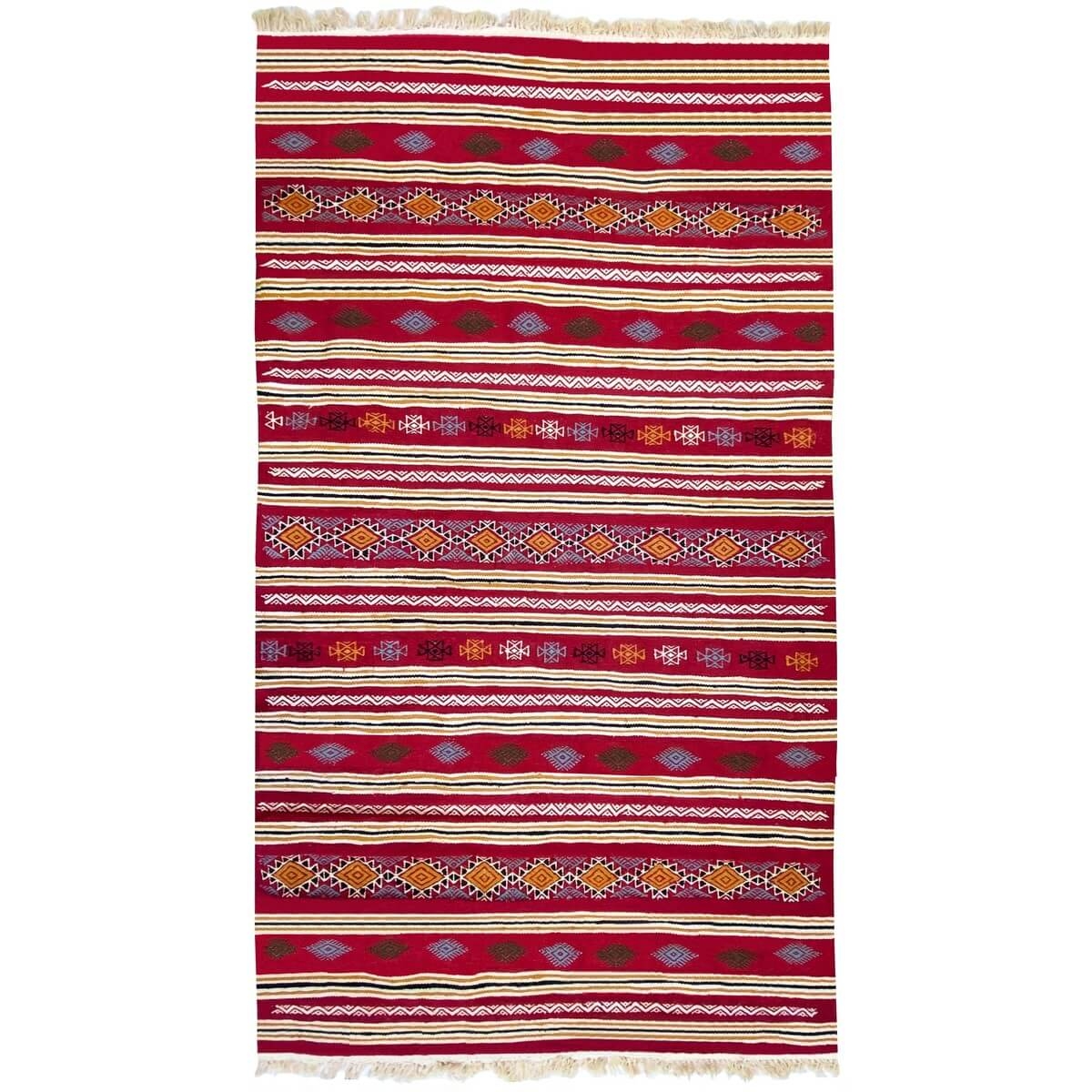 Tapis berbère Tapis Kilim Ifta 116x205 Rouge/Orange (Tissé main, Laine, Tunisie) Tapis kilim tunisien style tapis marocain. Tapi
