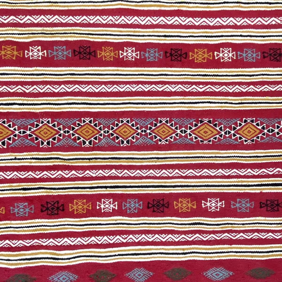 Tapis berbère Tapis Kilim Ifta 116x205 Rouge/Orange (Tissé main, Laine, Tunisie) Tapis kilim tunisien style tapis marocain. Tapi