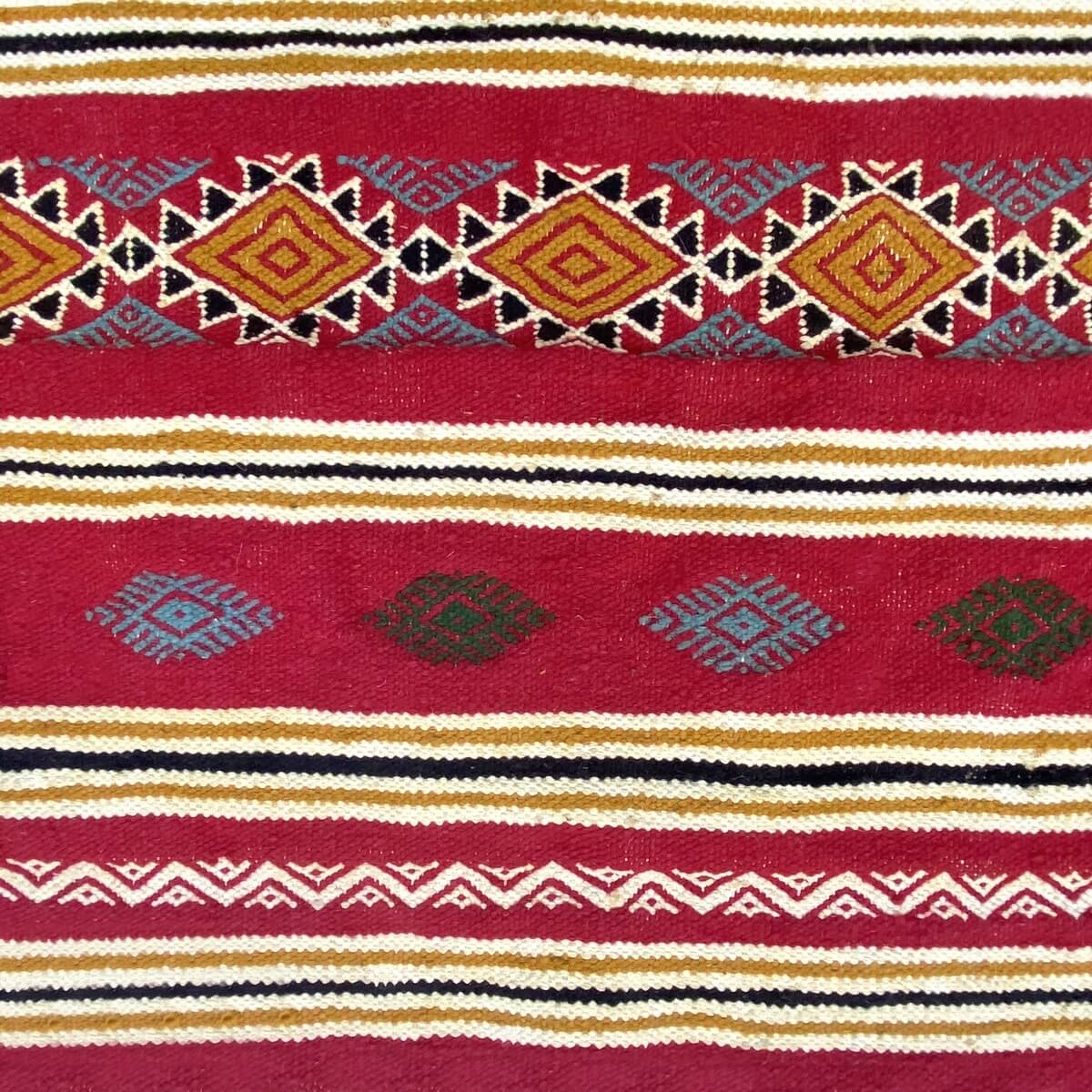 Tapis berbère Tapis Kilim Ifta 116x205 Rouge/Orange (Tissé main, Laine, Tunisie) Tapis kilim tunisien style tapis marocain. Tapi
