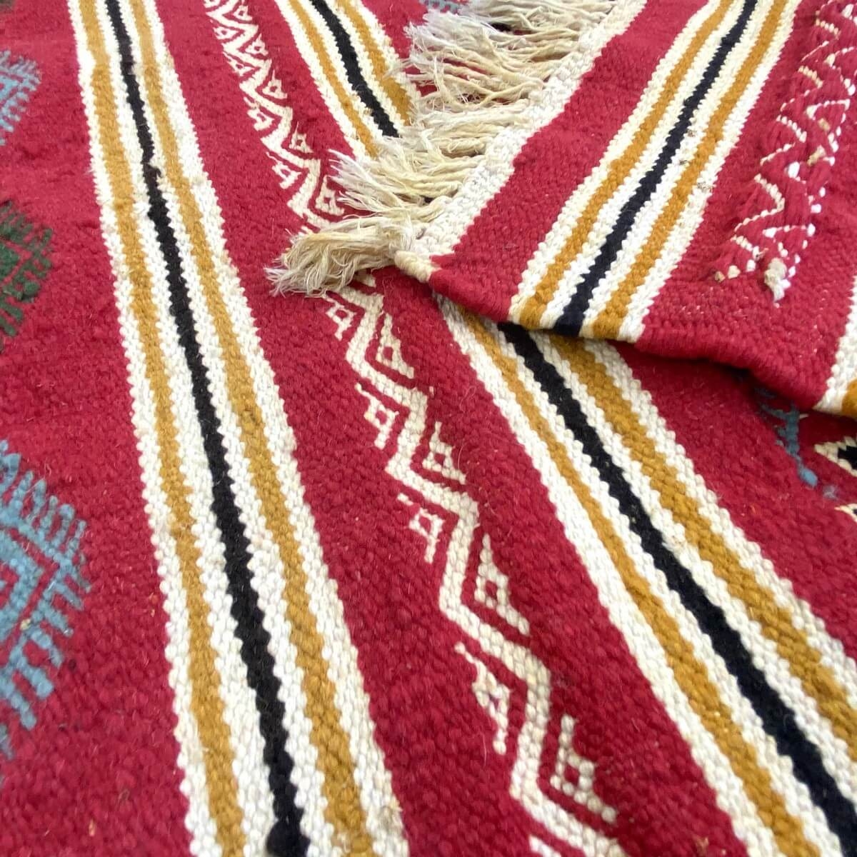 Tapis berbère Tapis Kilim Ifta 116x205 Rouge/Orange (Tissé main, Laine, Tunisie) Tapis kilim tunisien style tapis marocain. Tapi