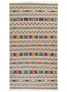 tappeto berbero Tappeto Kilim Azel 115x215 Beige/Multicolore (Fatto a mano, Lana) Tappeto kilim tunisino, in stile marocchino. T
