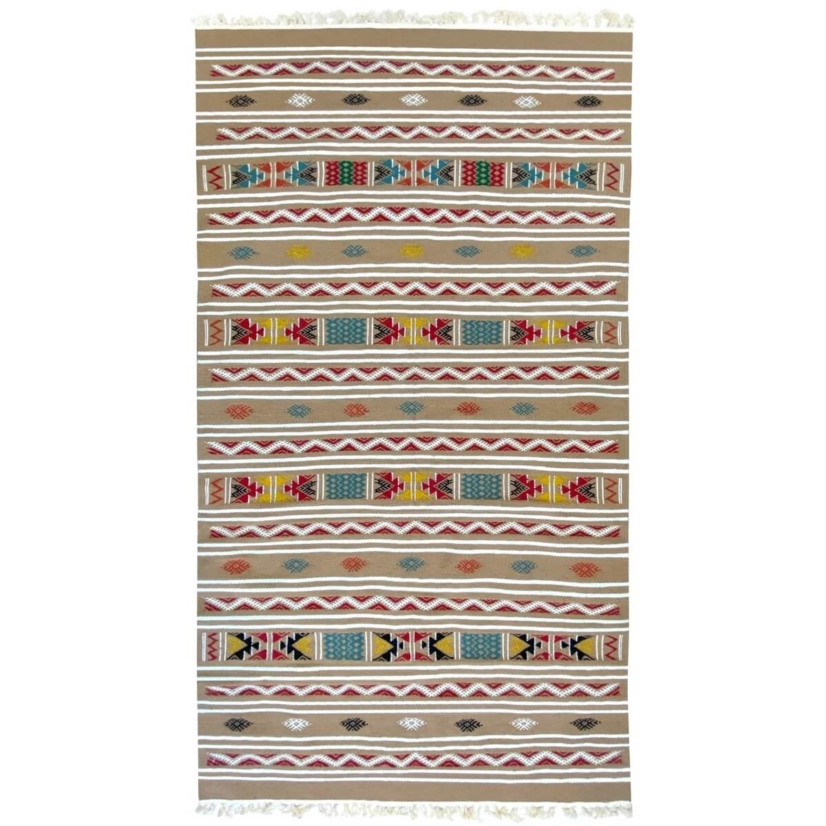 Alfombra bereber Alfombra Kilim Azel 115x215 Beige/Multicolor (Hecho a mano, Lana) Alfombra kilim tunecina, estilo marroquí. Alf